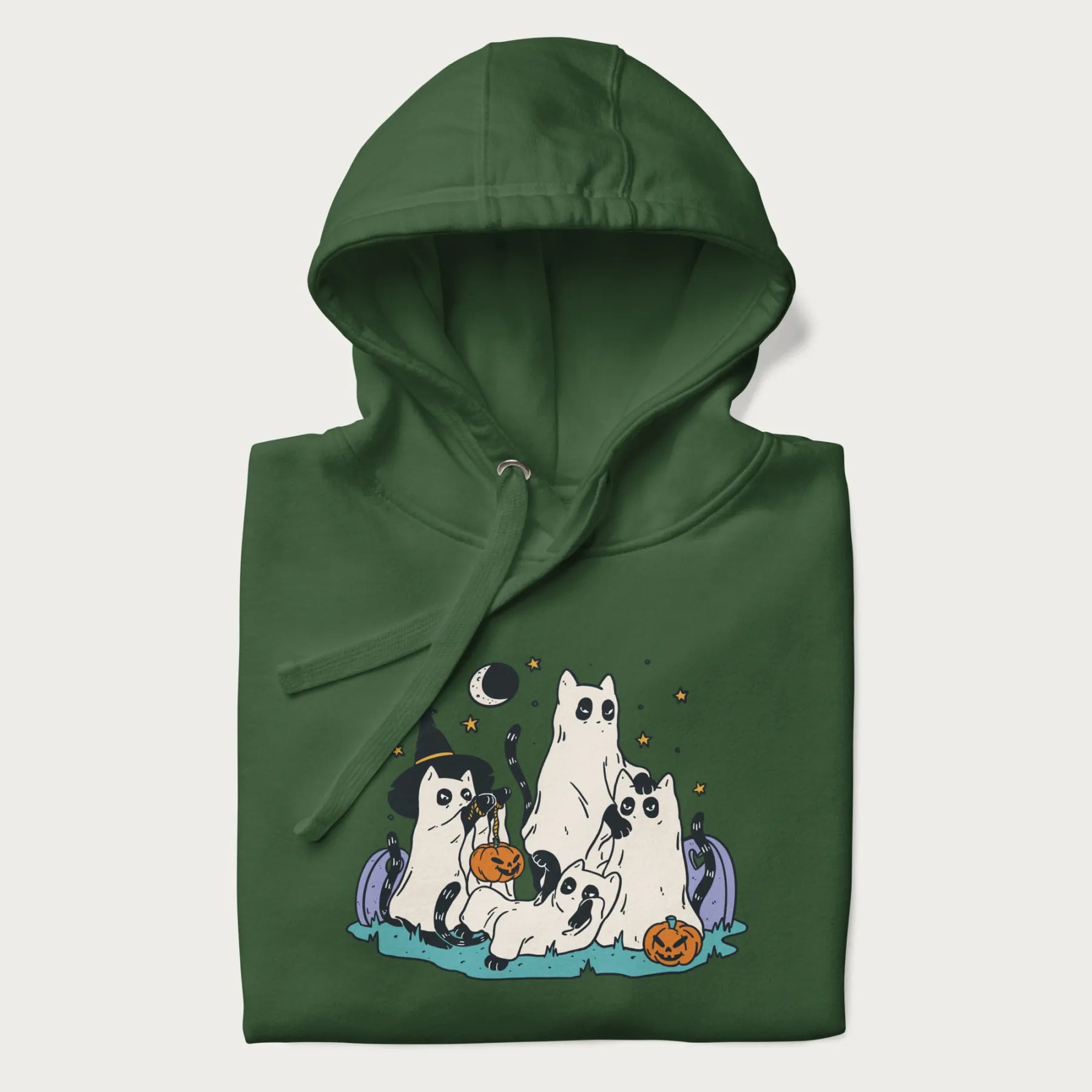 Ghostly Gathering Halloween Cat Hoodie