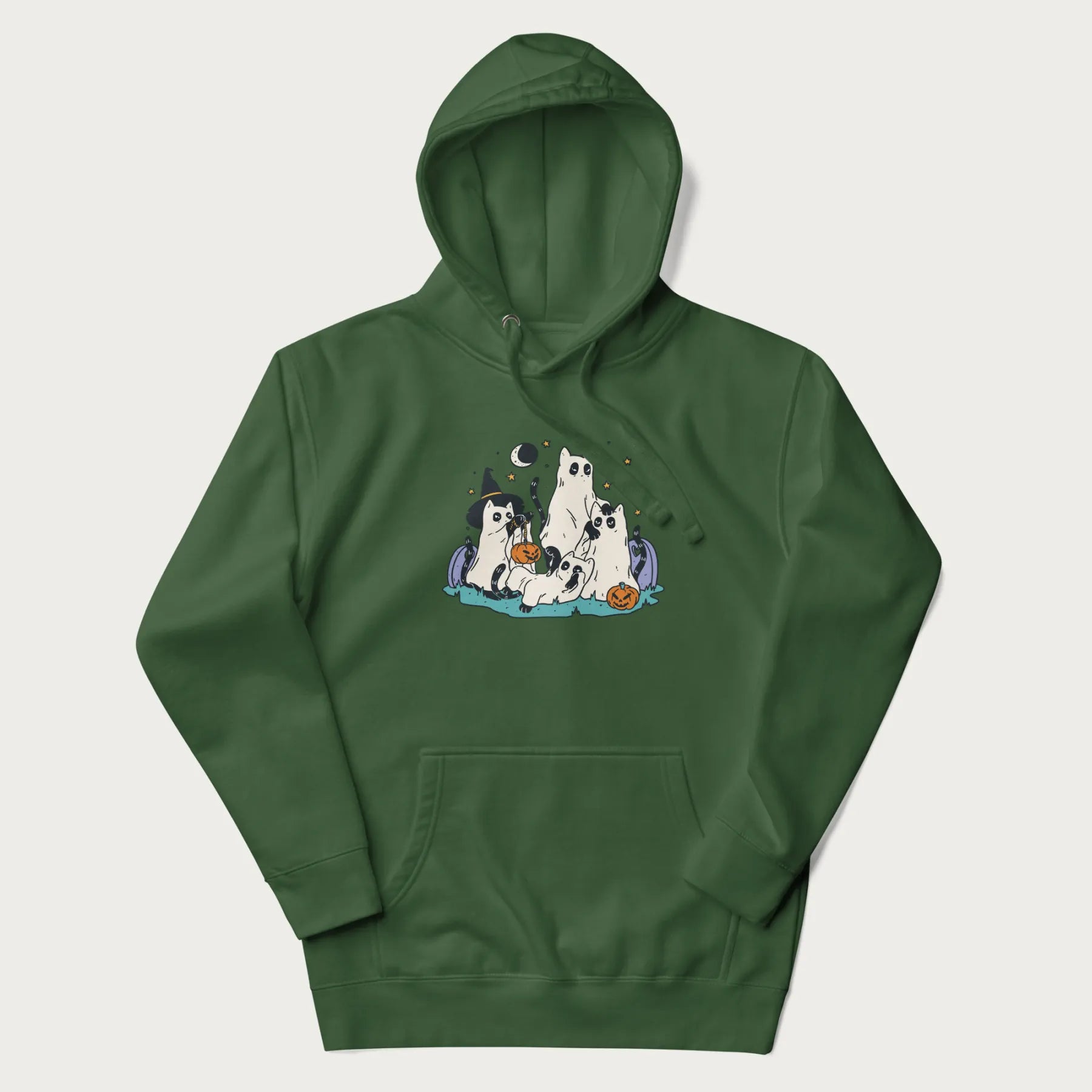 Ghostly Gathering Halloween Cat Hoodie