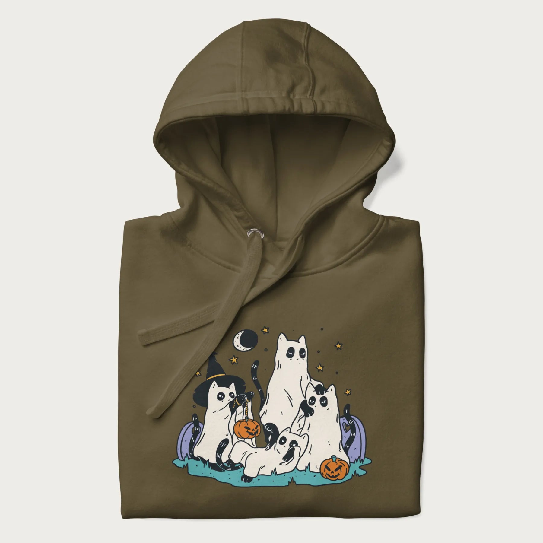 Ghostly Gathering Halloween Cat Hoodie