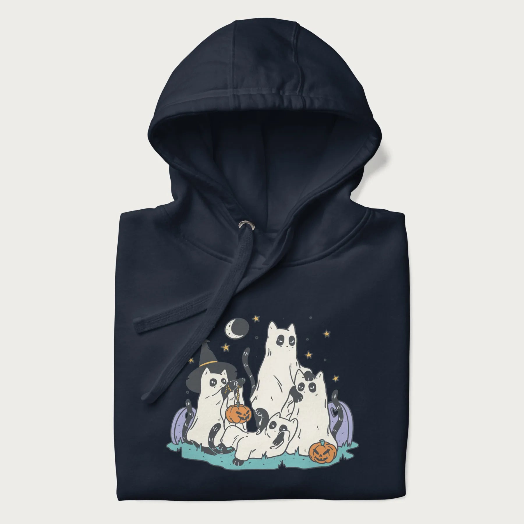 Ghostly Gathering Halloween Cat Hoodie