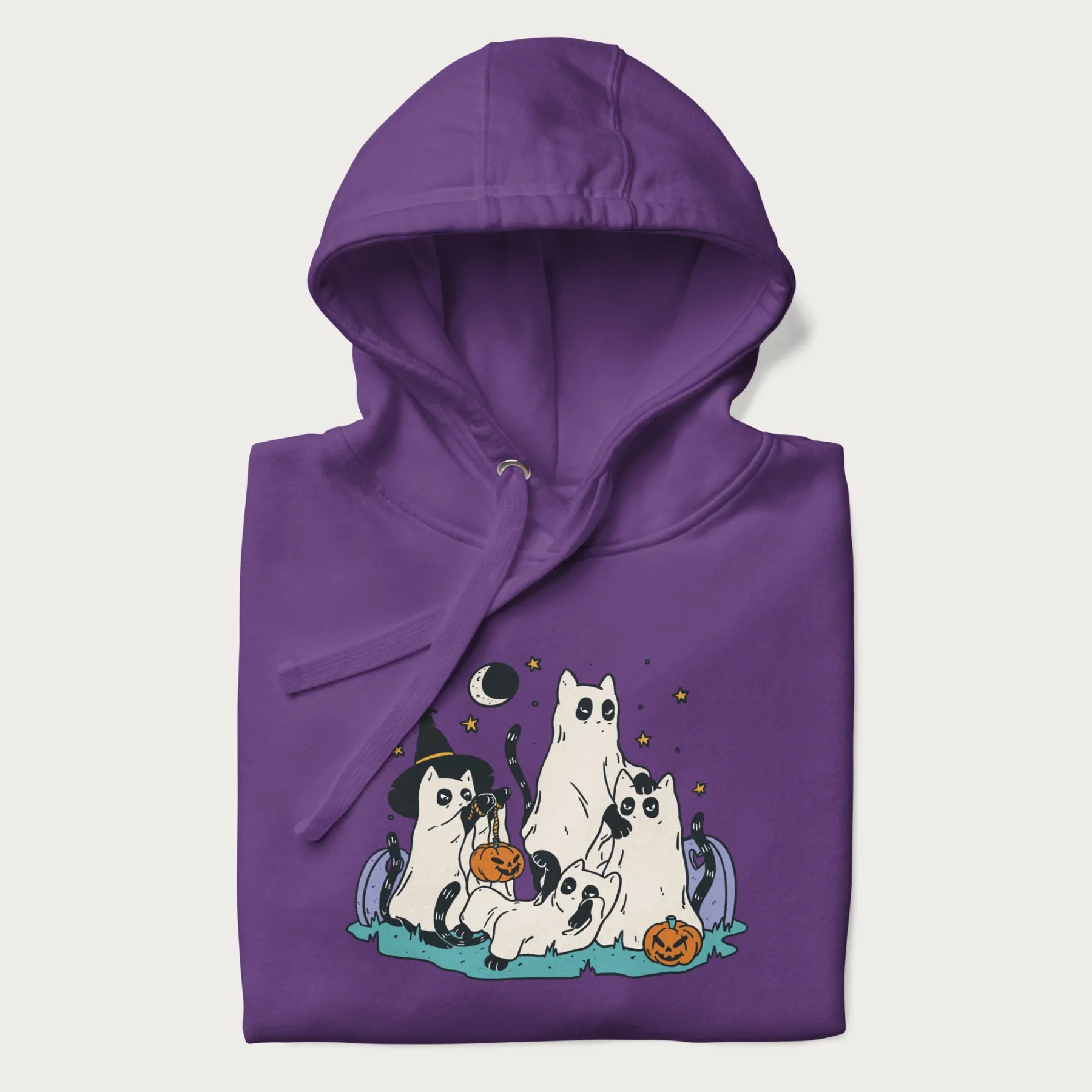 Ghostly Gathering Halloween Cat Hoodie