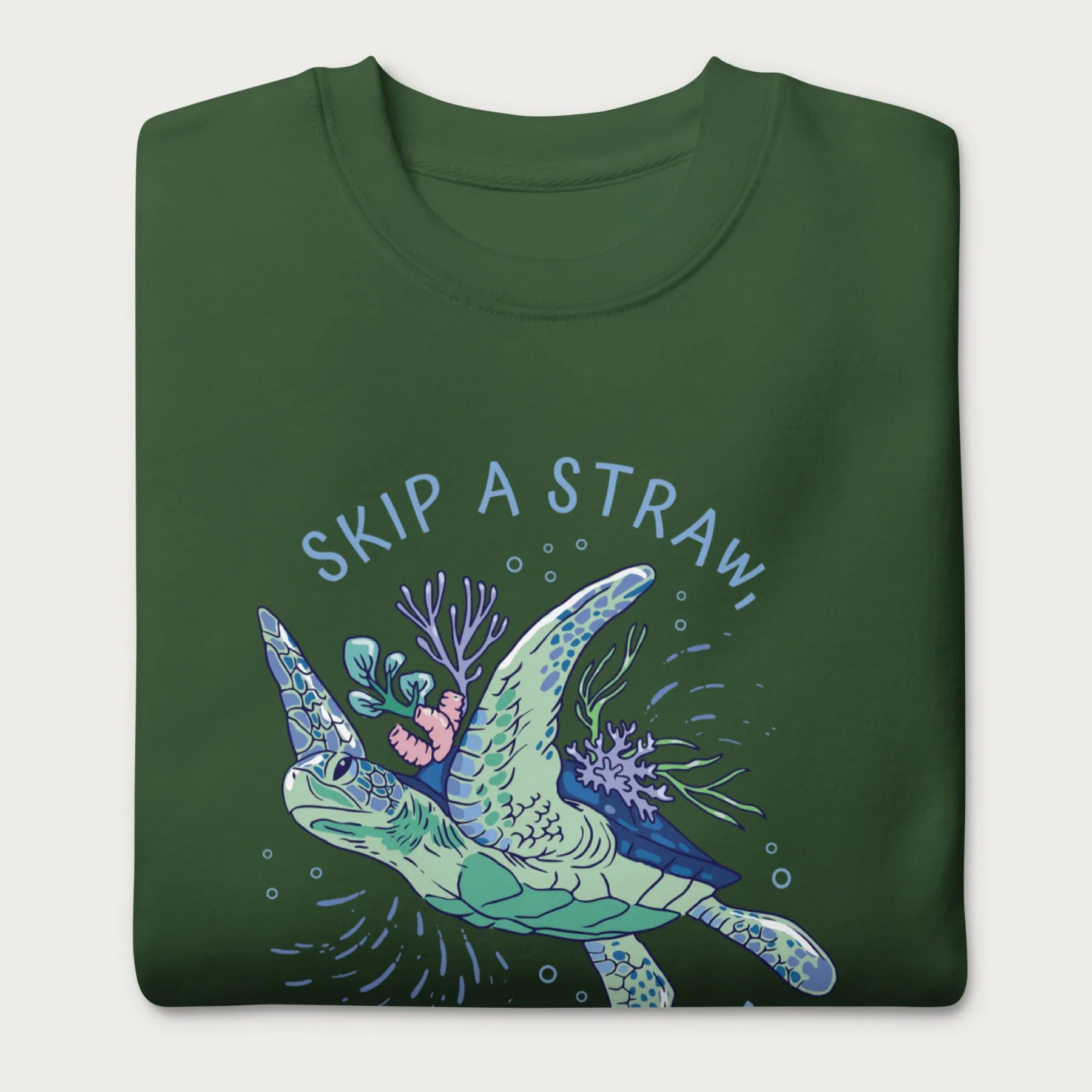 Coral Reef Skip a Straw, Save a Turtle Sweatshirt