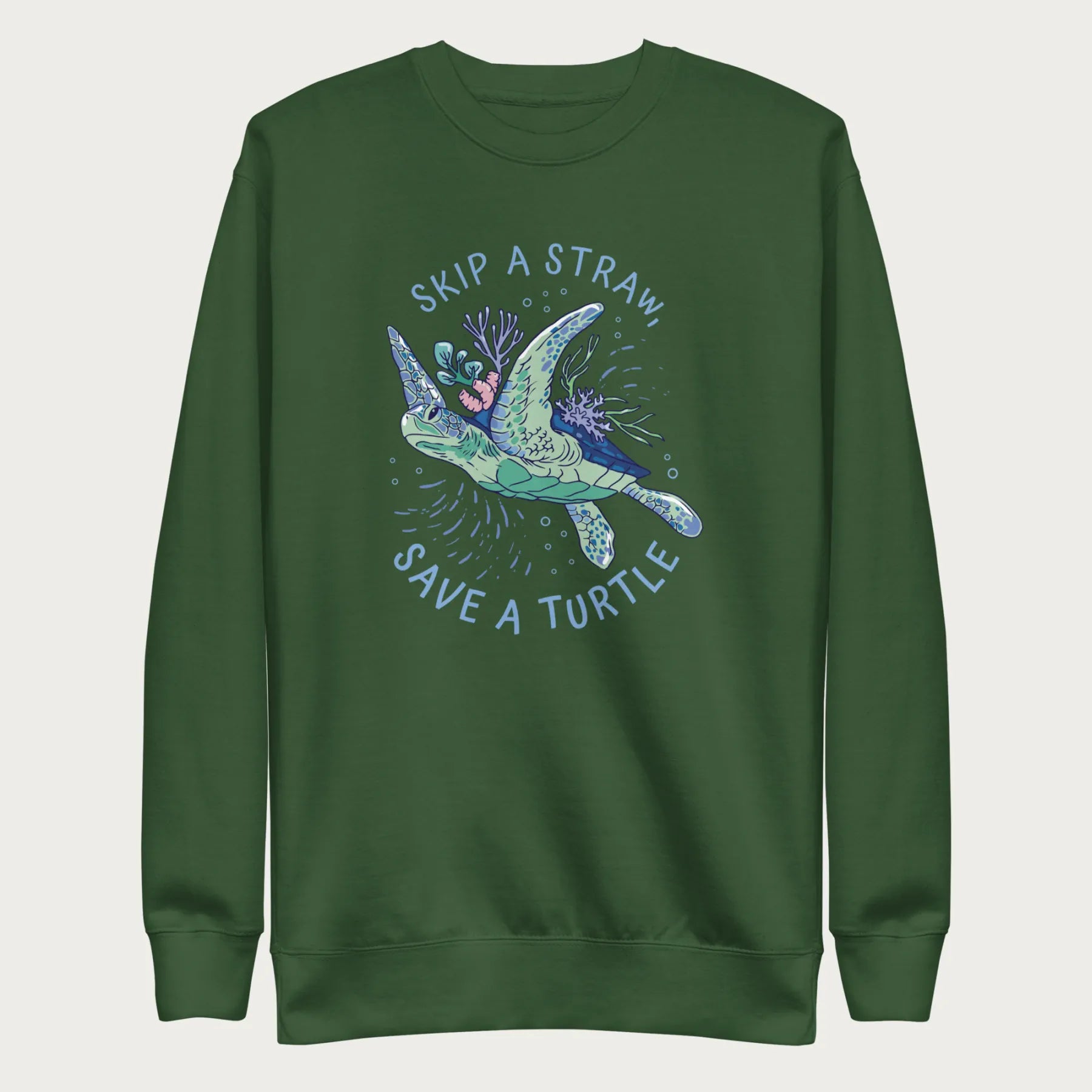Coral Reef Skip a Straw, Save a Turtle Sweatshirt