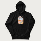 Cartoon cats in a pill bottle labeled 'Happy Pills' on a black hoodie.