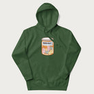 Cartoon cats in a pill bottle labeled 'Happy Pills' on a dark green hoodie.