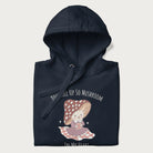 Folded navy blue hoodie with a cute mushroom character and the text 'You Take Up So Mushroom in My Heart'.