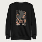 Black sweatshirt with Japanese text and a graphic of an eagle and a snake in combat.