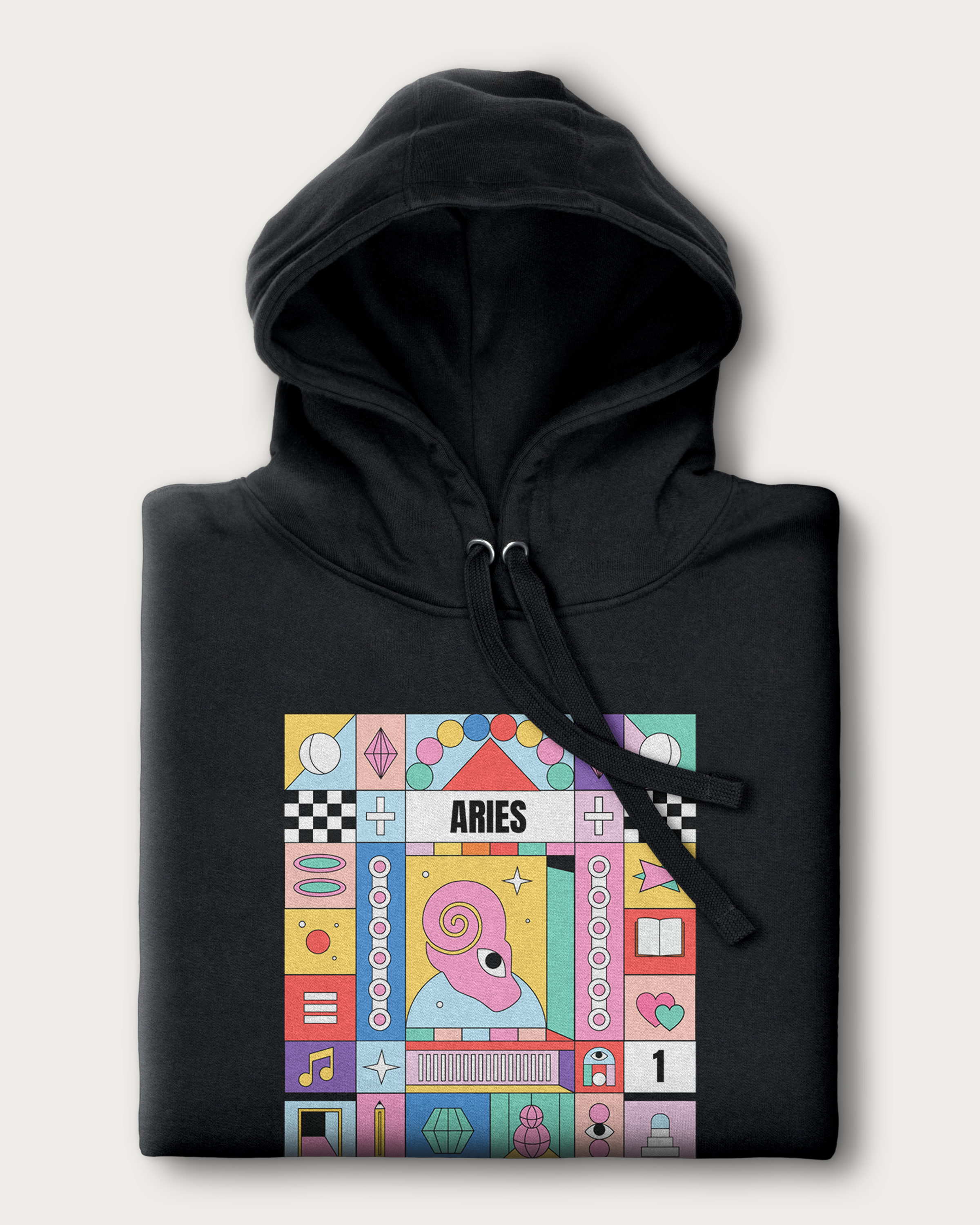 Retro Geometric Zodiac Aries Hoodie