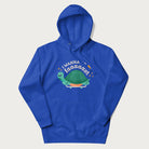 Royal blue hoodie with a graphic of a happy turtle on a skateboard and the text 'I Wanna Go Faaaaast'.