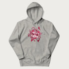 Light grey hoodie with a Japanese kitsune mask and sakura design on the front.