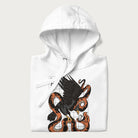 Folded white hoodie with Japanese text and a graphic of an eagle battling a snake, with the text 'Tokyo Japan' underneath.