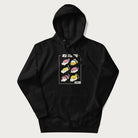 Black hoodie with a cute Japanese Sushi Cat design.