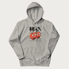 Light grey hoodie with Japanese graphic of two cute apples with kawaii faces, surrounded by the Japanese text '林檎' (Apple)