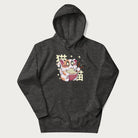 Dark grey hoodie with Japanese graphic of a cat eating ramen with Japanese text '猫' in the background.