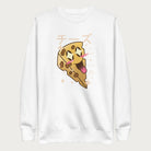 White sweatshirt with Japanese text and a kawaii cheese wedge graphic.