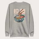 Light grey sweatshirt with Japanese text and a kawaii ramen bowl graphic.