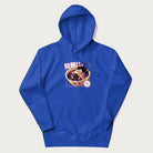 Royal blue hoodie with Japanese text '拉麵!!!' (Ramen!!!) in vibrant pink and realistic ramen bowl graphic.