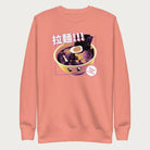 Light pink sweatshirt with Japanese text and a kawaii ramen bowl graphic.