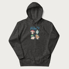 Dark grey hoodie with a pixel art graphic of four mushroom characters and the text 'Let's Get Fungi'.