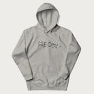 Light grey meow hoodie with a simple 'MEOW' text and cute cat face graphics on the front.