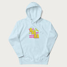 Light blue hoodie featuring a colorful 'OSAKA JAPAN' pop art design in bold pink and yellow, with abstract geometric shapes.