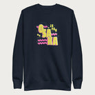 Navy blue sweatshirt with a vibrant graphic of the words "OSAKA JAPAN" in large yellow letters, surrounded by pink zigzag lines.