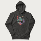 Dark grey hoodie with Japanese psychedelic graphic of a frog with text '蛙' (Frog) and '幽靈' (Ghost) in Japanese characters.