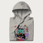 Folded light grey hoodie with Japanese psychedelic graphic of a frog with text '蛙' (Frog) and '幽靈' (Ghost) in Japanese characters.