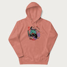 Light pink hoodie with Japanese psychedelic graphic of a frog with text '蛙' (Frog) and '幽靈' (Ghost) in Japanese characters.