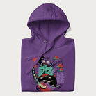 Folded purple hoodie with Japanese psychedelic graphic of a frog with text '蛙' (Frog) and '幽靈' (Ghost) in Japanese characters.