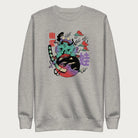 Light grey sweatshirt with a psychedelic Japanese frog graphic in vibrant colors with Japanese text.