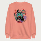 Light pink sweatshirt with a psychedelic Japanese frog graphic in vibrant colors with Japanese text.