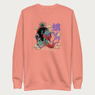 Light pink sweatshirt with a vibrant psychedelic Japanese octopus graphic with Japanese text.