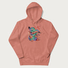 Light pink hoodie with Japanese psychedelic snake graphic, with Japanese text 'ヘビ' (Snake) and 'トリッピー' (Trippy) in vibrant colors.