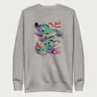 Light grey sweatshirt with a vibrant psychedelic Japanese snake graphic with Japanese text.