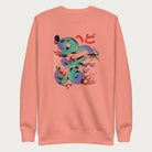 Light pink sweatshirt with a vibrant psychedelic Japanese snake graphic with Japanese text.