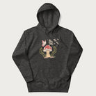 Dark grey hoodie with mushroom and butterfly design, with the text 'Respect the Soil' above it. 