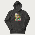 Dark grey hoodie with Japanese text and a retro-futuristic robot fighter graphic.