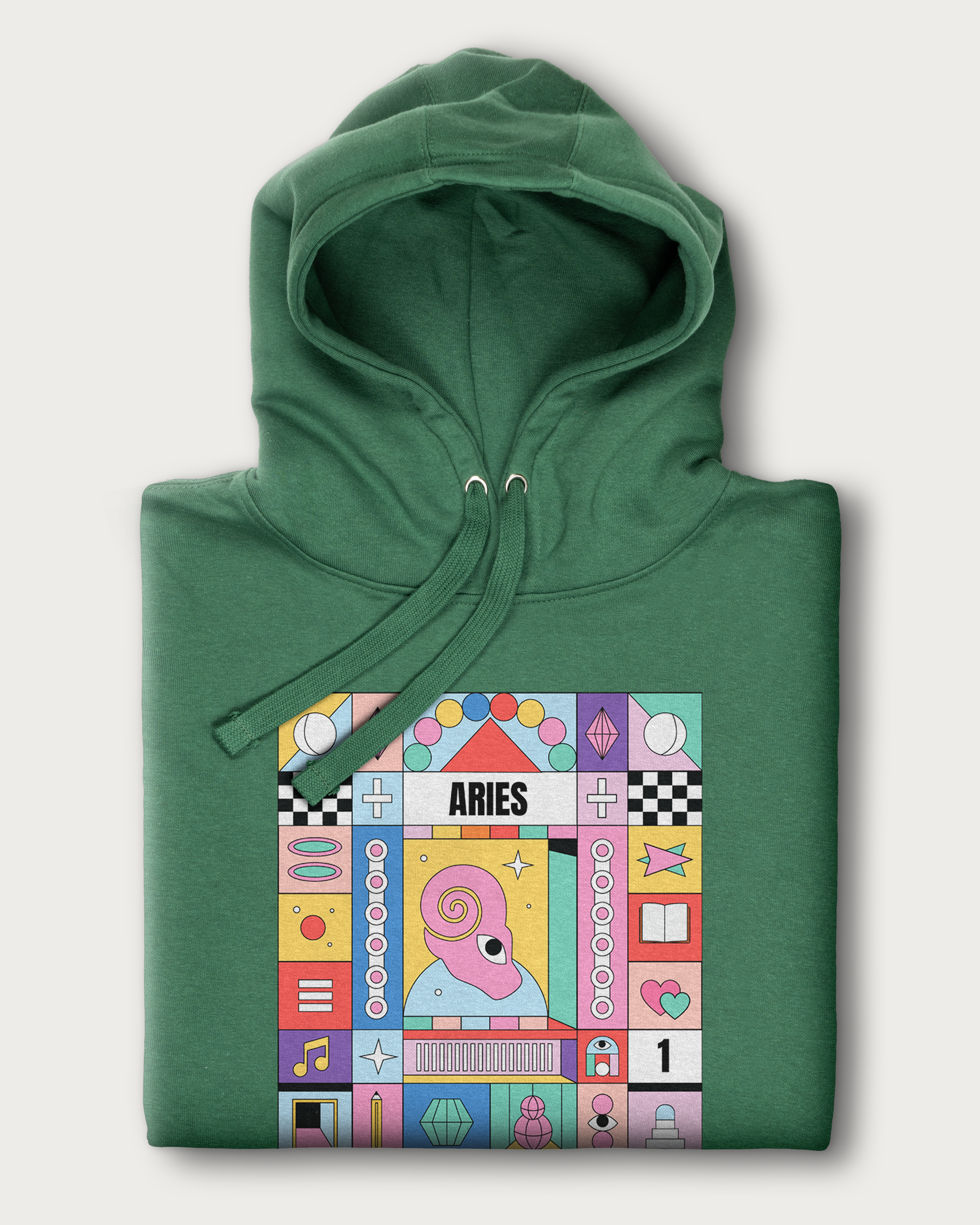 Retro Geometric Zodiac Aries Hoodie