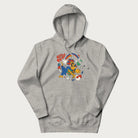 Light grey trippy hoodie featuring a colorful psychedelic design with playful characters and the text "Stay Trippy".