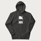 Dark grey hoodie with a 'The Lovers' tarot card graphic of two cats with intertwined tails forming a heart, wine, and roses.