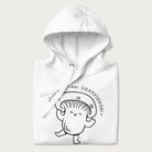 Folded white hoodie with a cute champignon mushroom graphic and the text "You're a Real Champignon!"