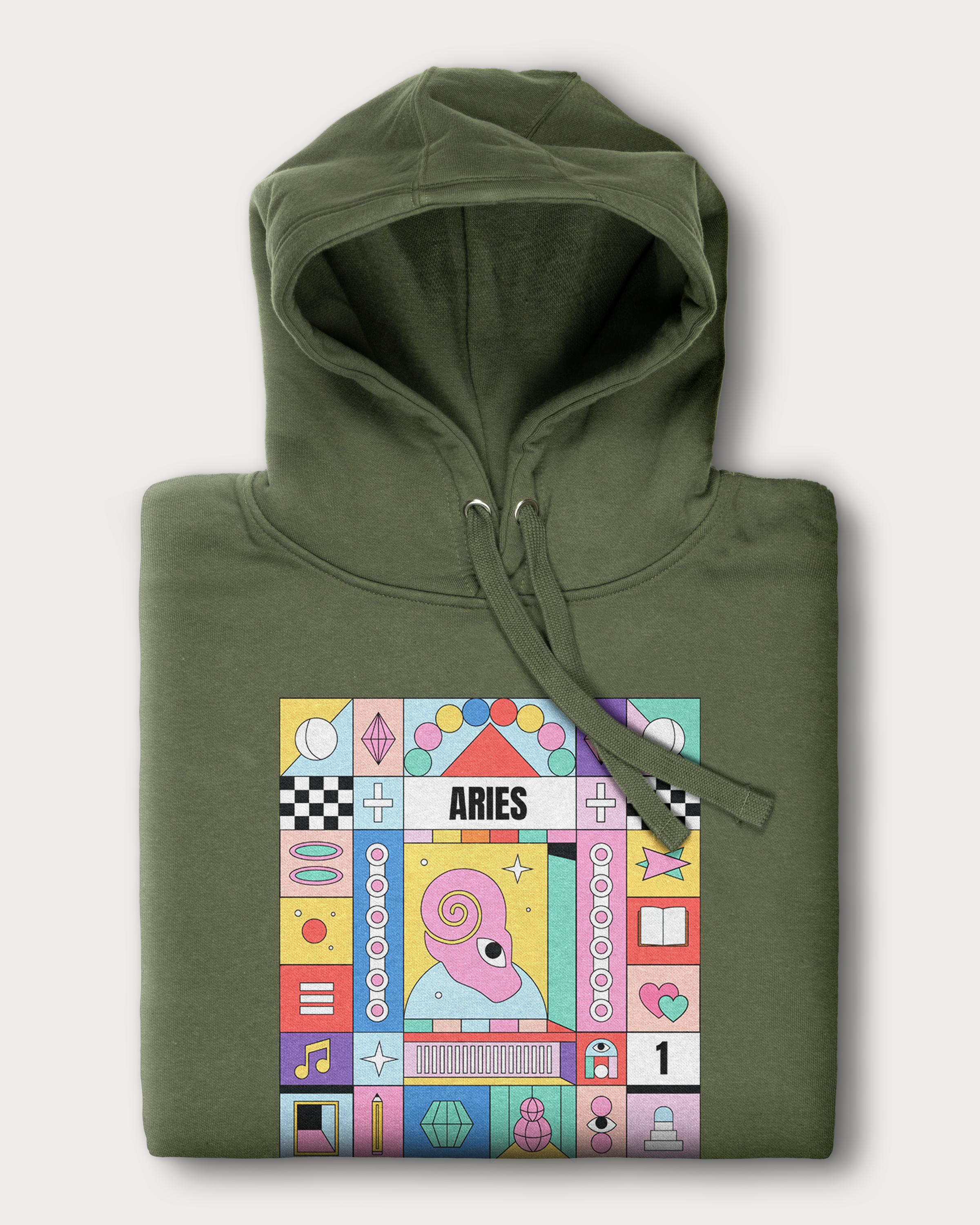 Retro Geometric Zodiac Aries Hoodie
